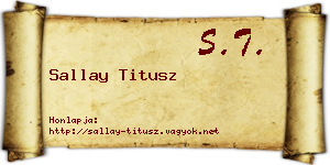 Sallay Titusz névjegykártya